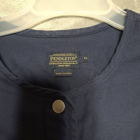 Pendleton Womens Navy Blue Collarless Jacket With Button Front & Flap Pockets XL - Picture 2 of 12